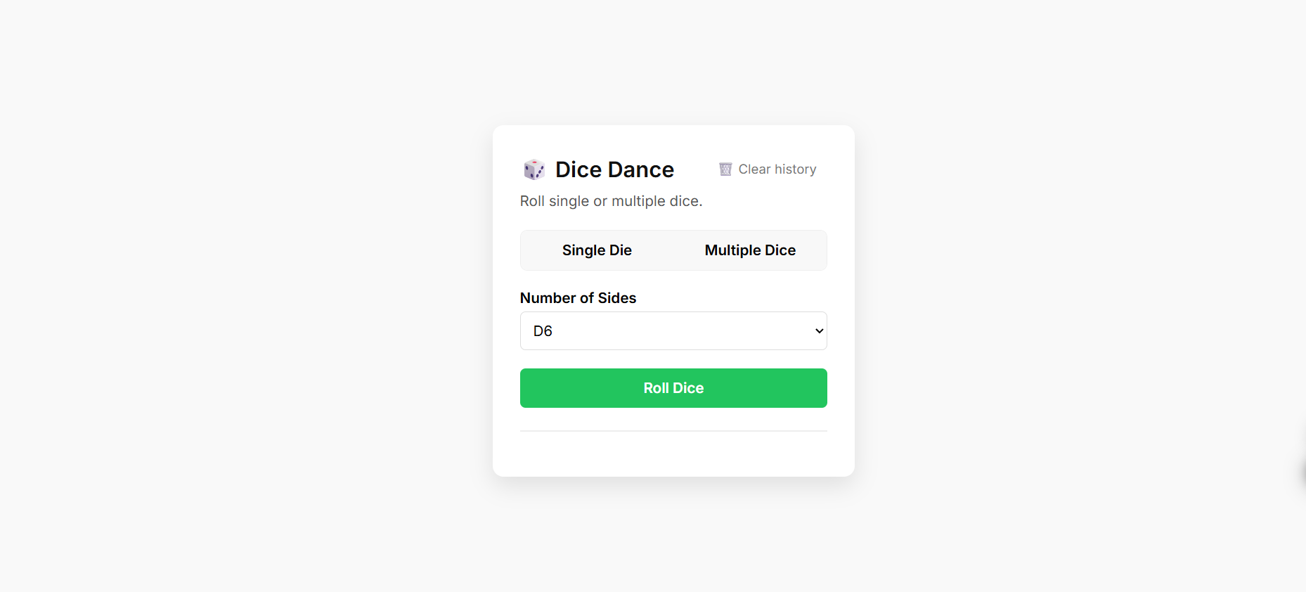 Interactive Dice Simulator